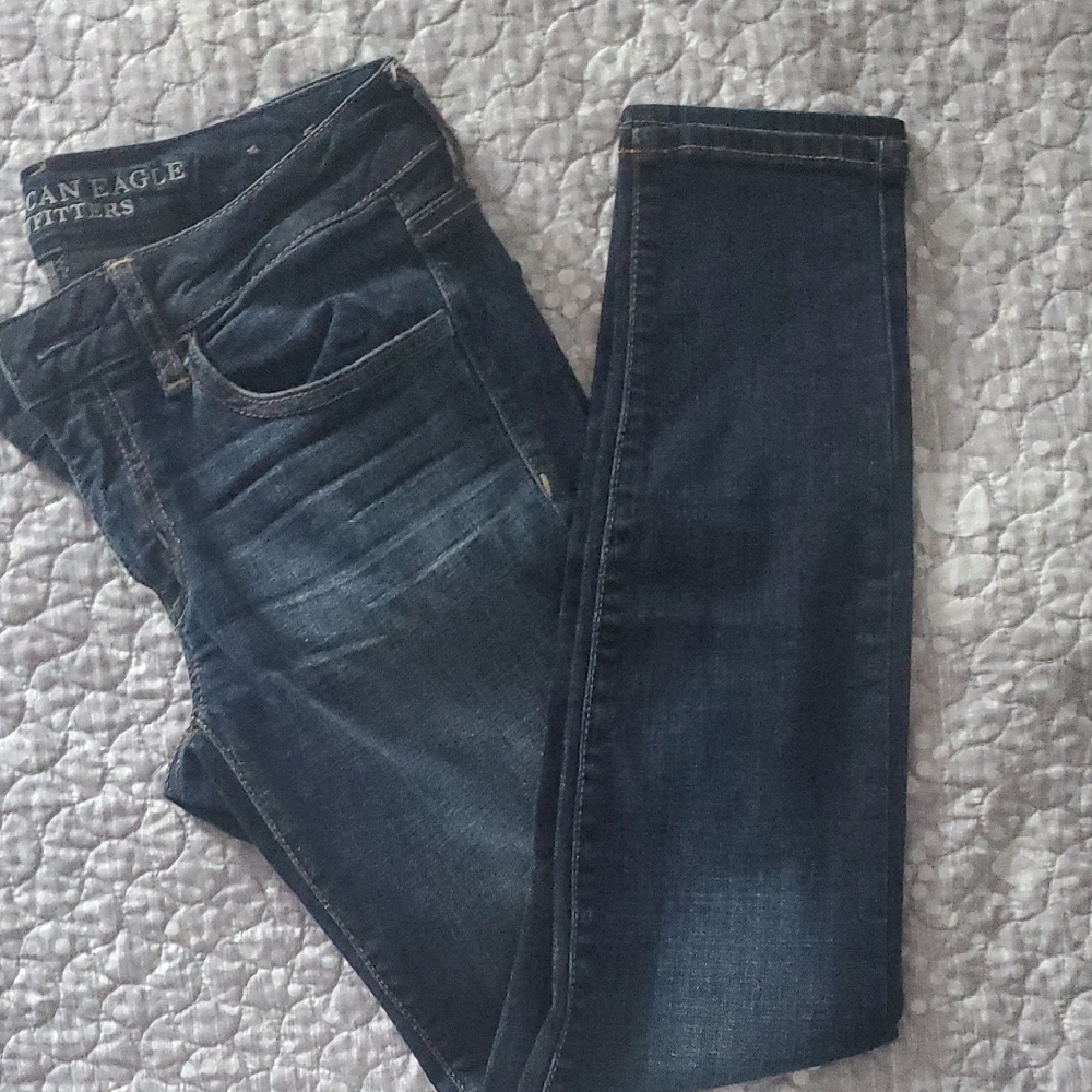 American Eagle Outfitters Women's Dark Blue Skinny Jeans
